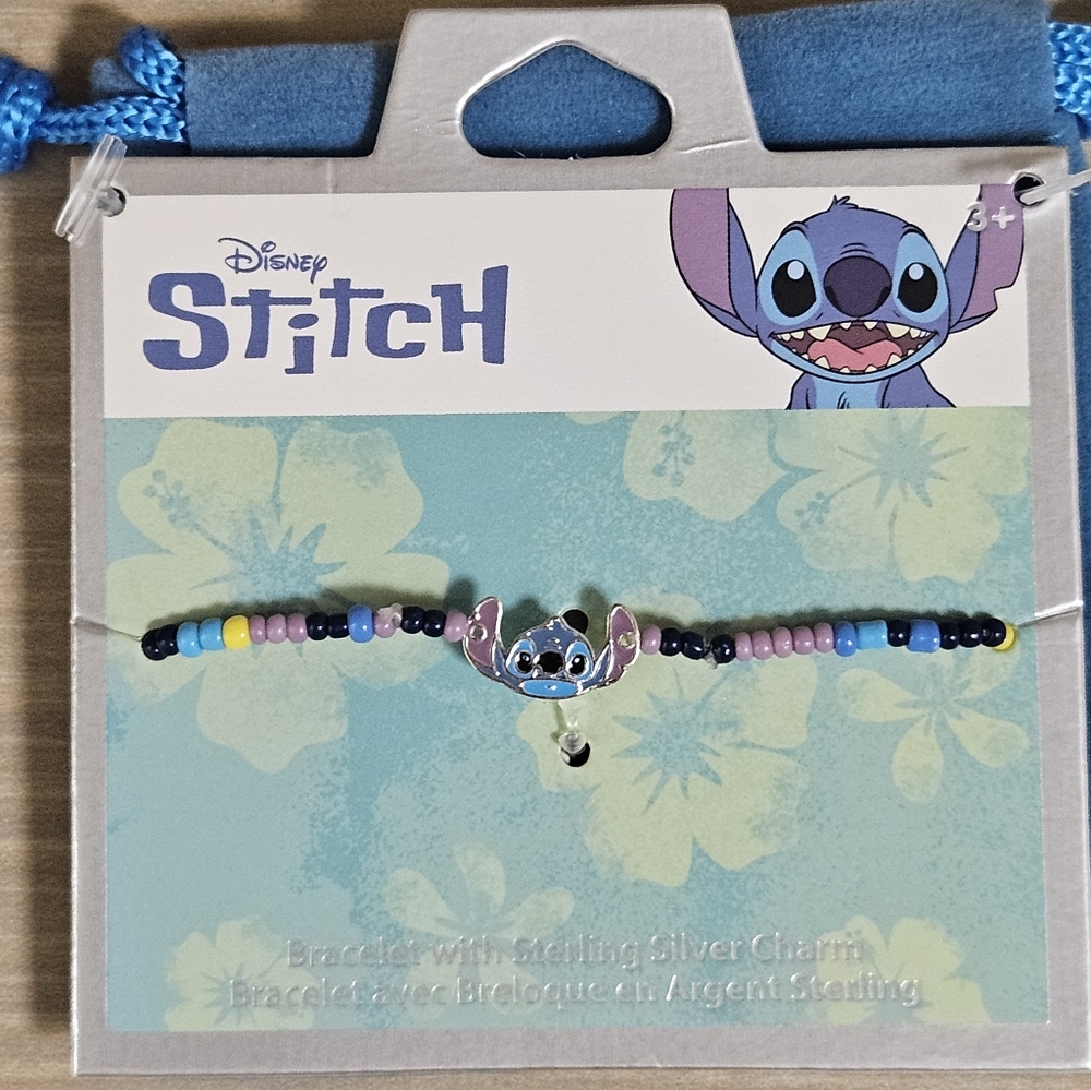 Jewelry Disney Stitch Sterling Silver Beaded Stretch Bracelet Seed Beads Charm